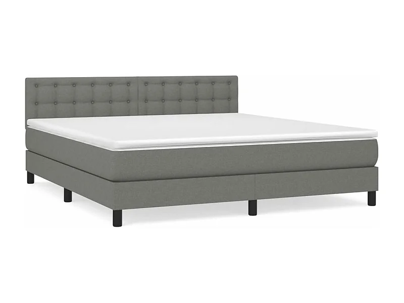 Sommier à lattes de lit avec matelas Gris foncé 180x200 Tissu