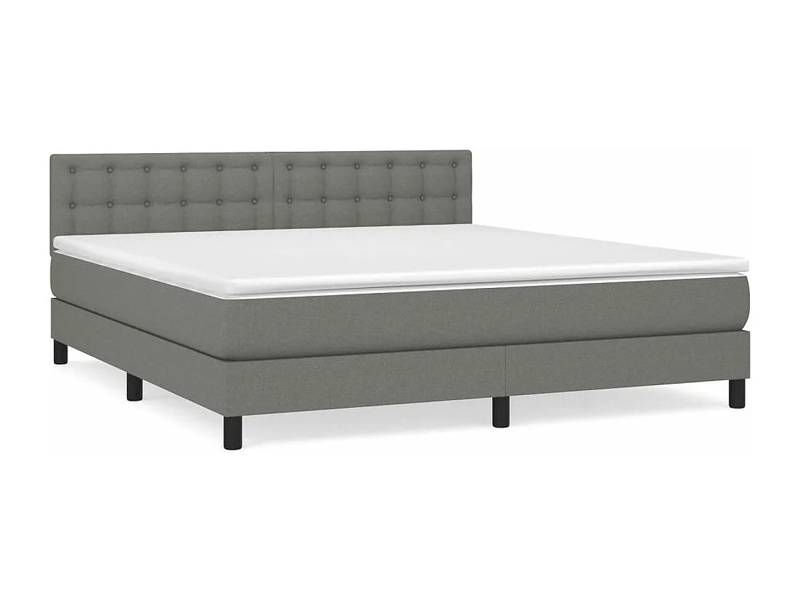 Sommier à lattes de lit avec matelas Gris foncé 180x200 Tissu