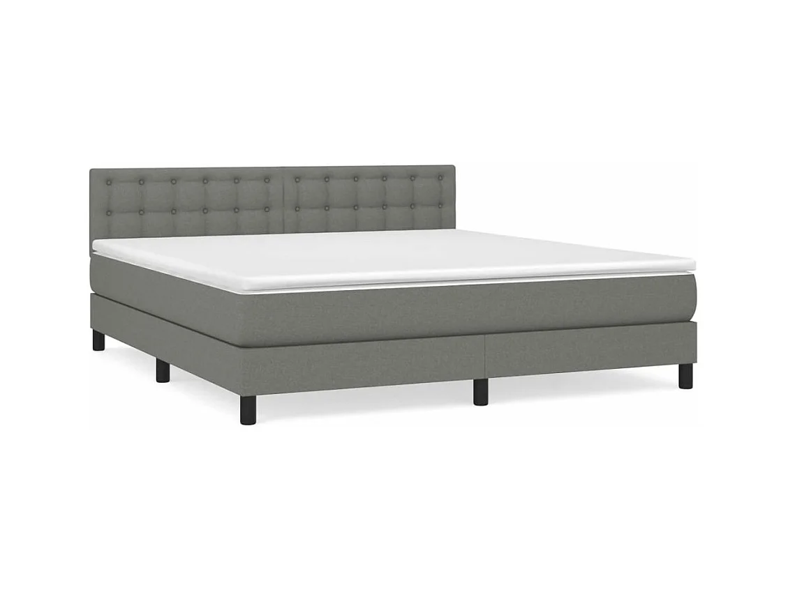 Sommier à lattes de lit avec matelas Gris foncé 180x200 Tissu