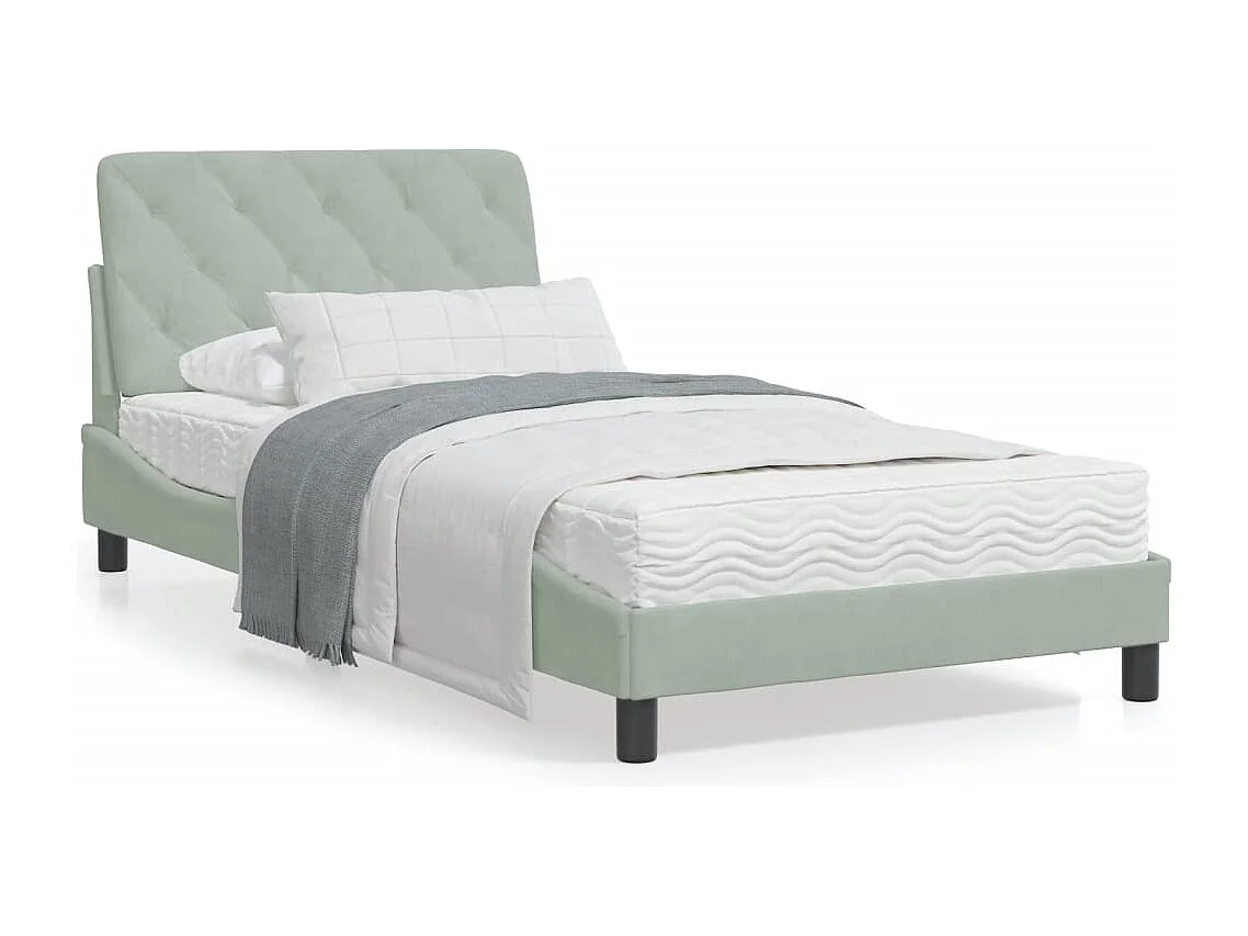 Cadre de lit avec lumières LED gris clair 100x200 velours