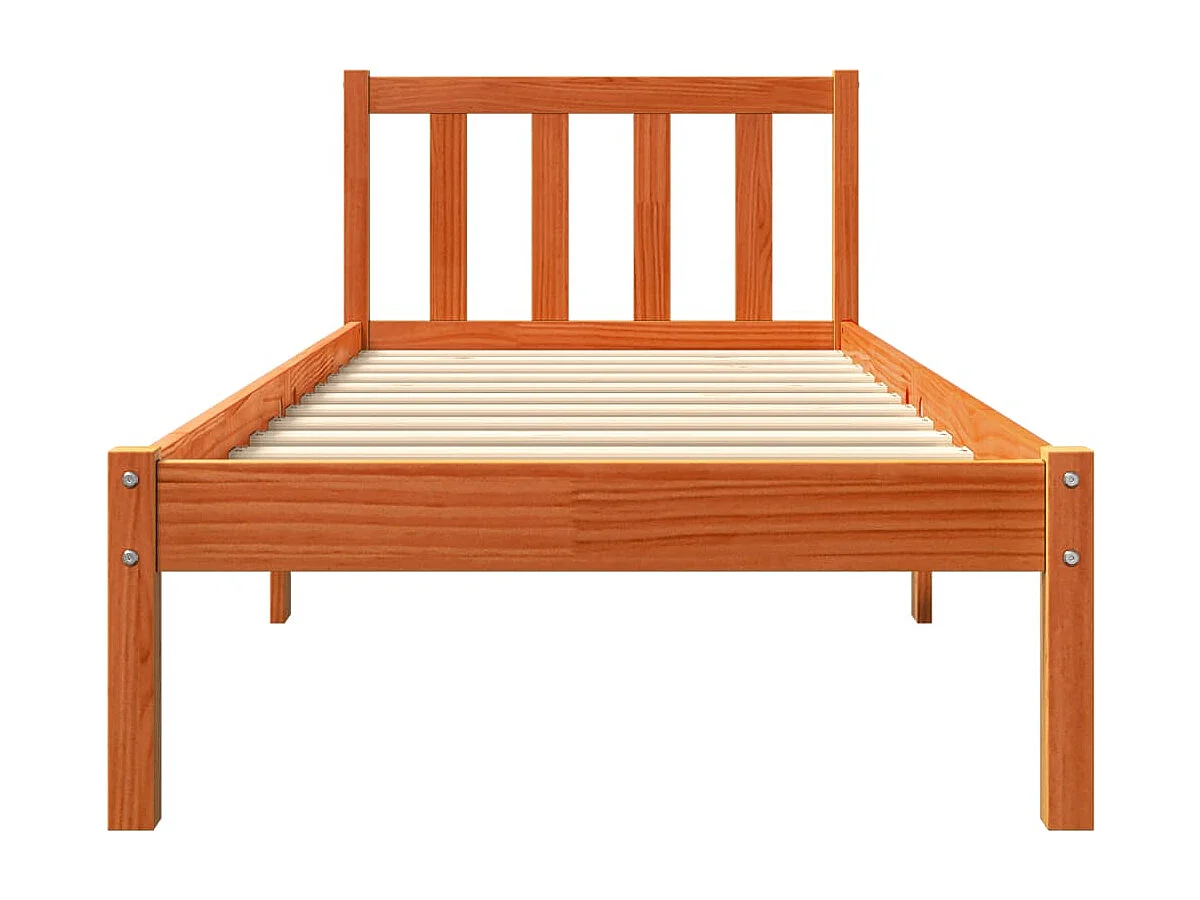 Cadre de lit marron 90x200 bois de pin massif