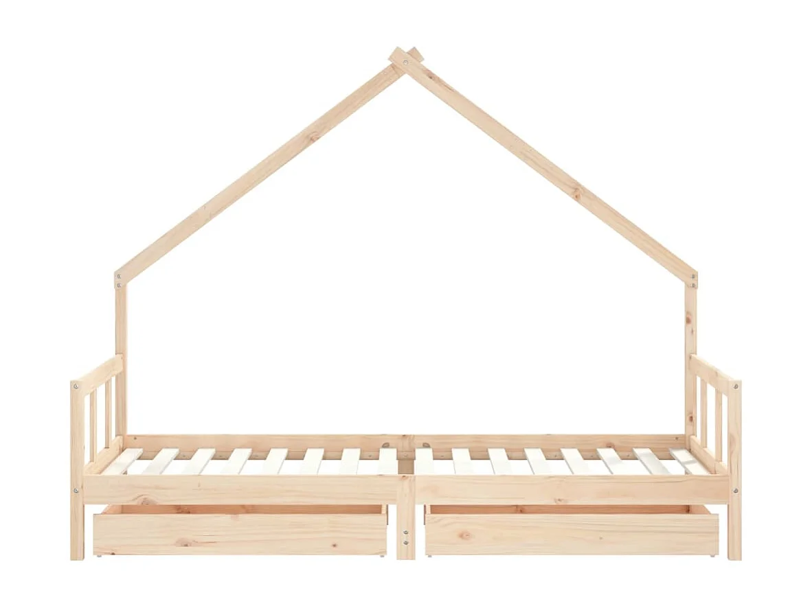 Cadre de lit enfant avec tiroirs 90x200 bois de pin massif