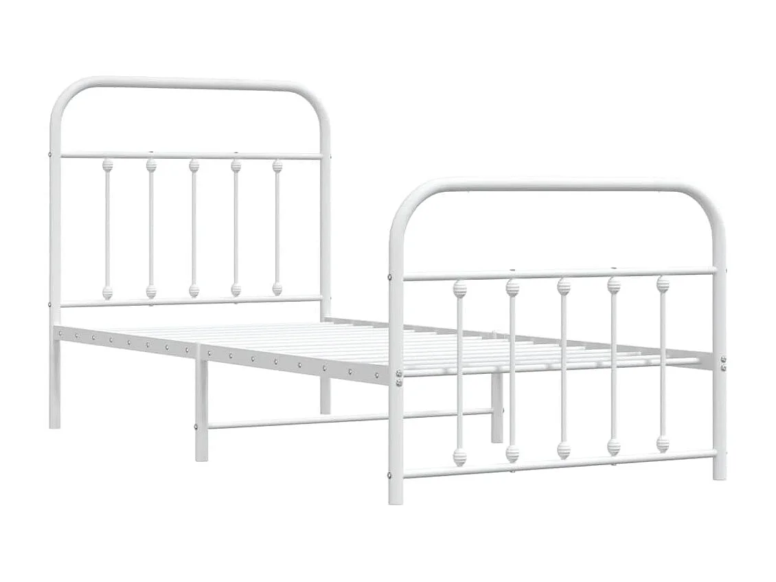Cadre de lit métal avec tête de lit-pied de lit blanc 90x200