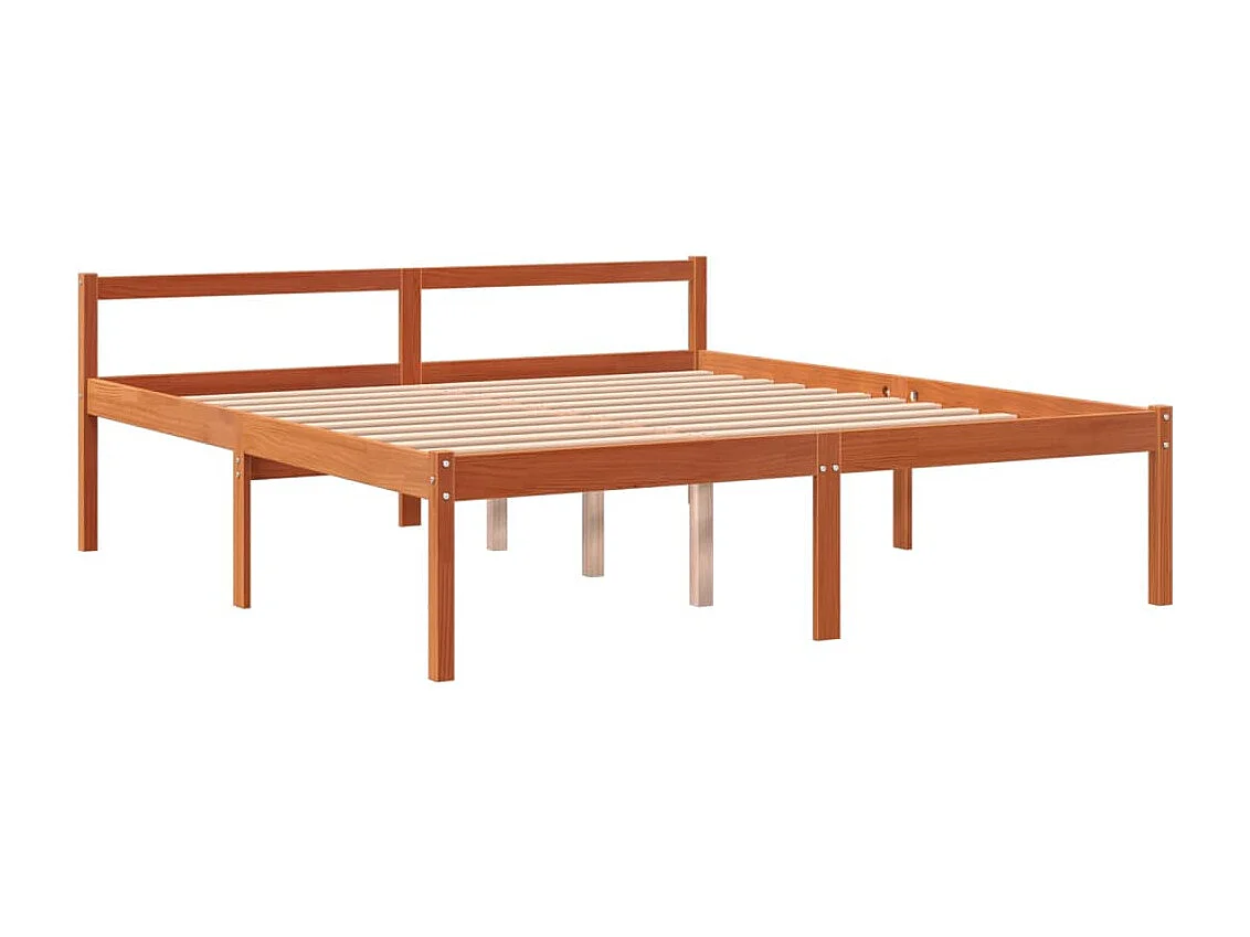 Lit pour personne âgée marron 150x200 bois de pin massif