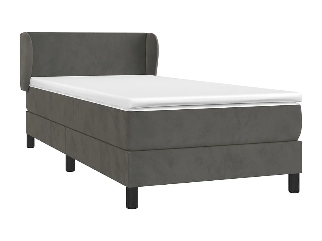 Sommier à lattes de lit et matelas Gris foncé 90x190 Velours