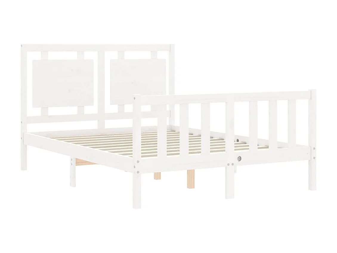 Cadre de lit avec tête de lit blanc 120x200 bois massif