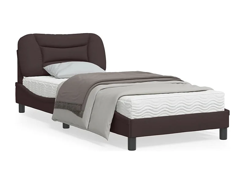 Cadre de lit avec tête de lit Marron foncé 80x200 Tissu