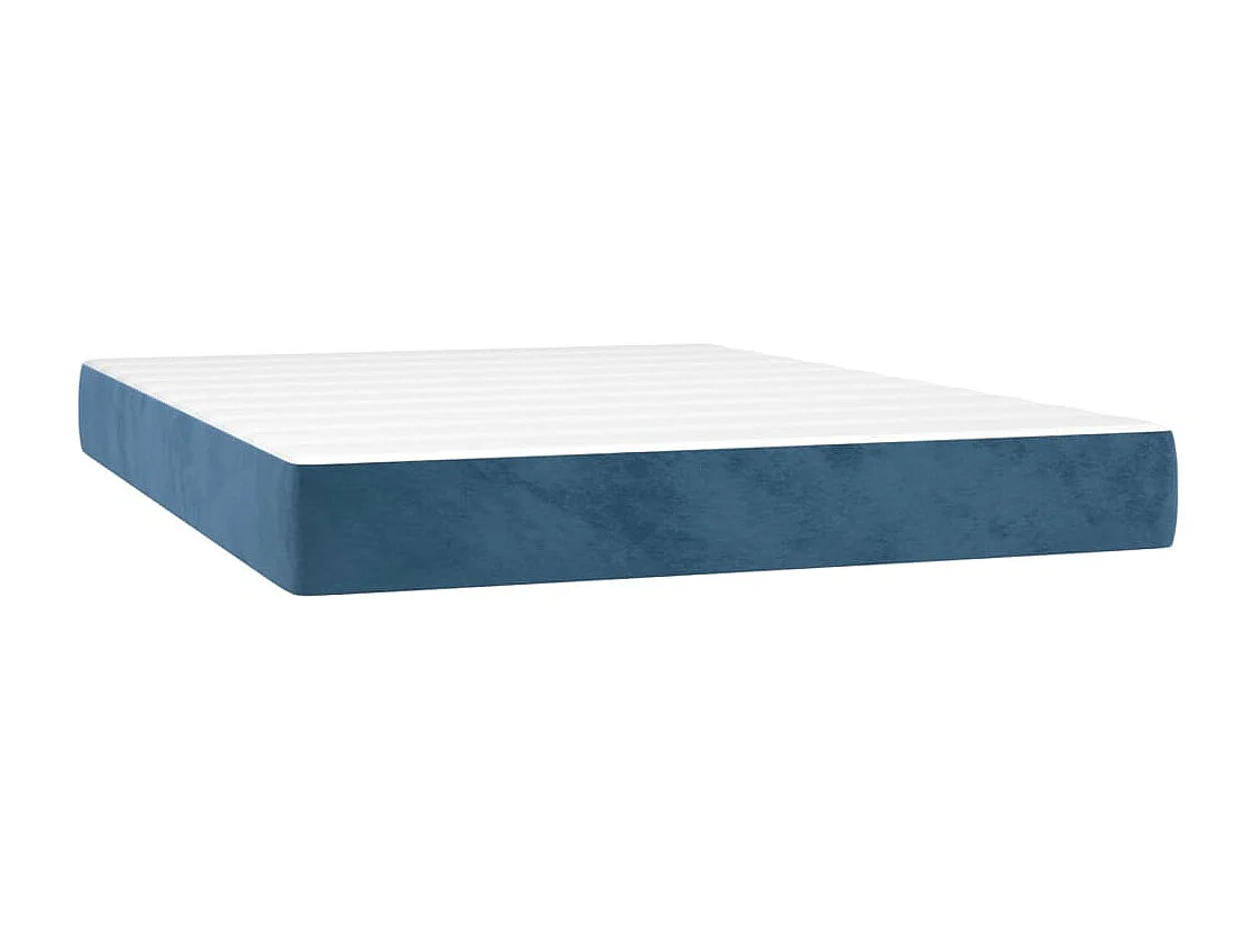 Sommier à lattes de lit matelas et LED Bleu foncé 140x200