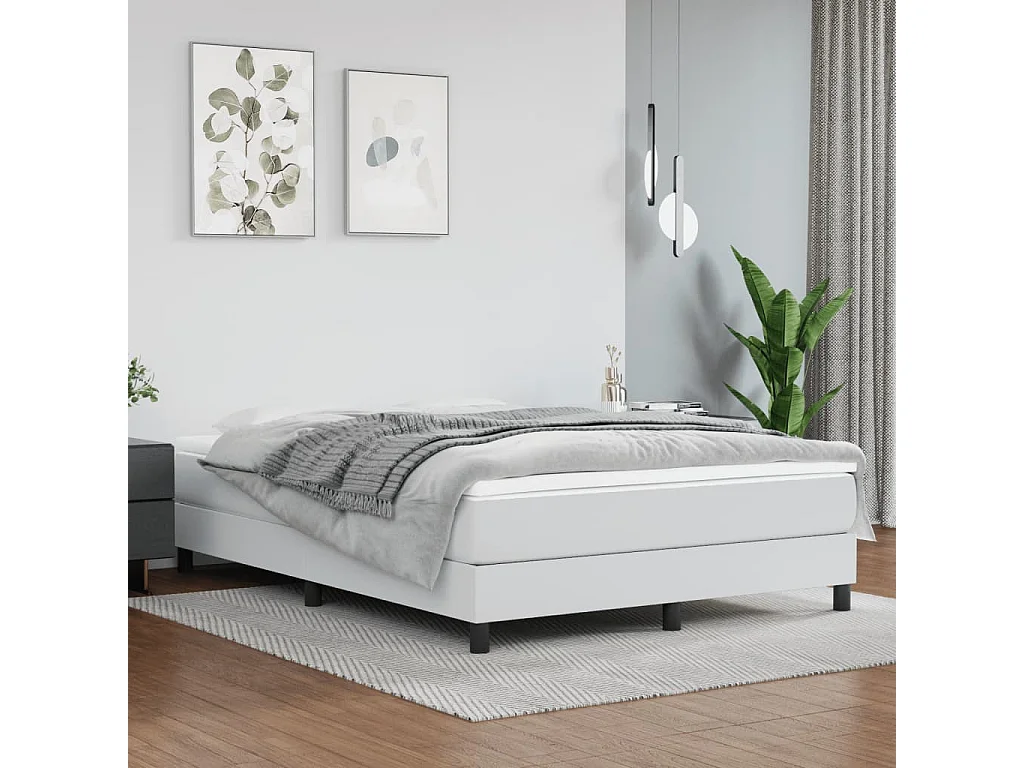 Sommier à lattes de lit avec matelas Blanc 140x190 Similicuir