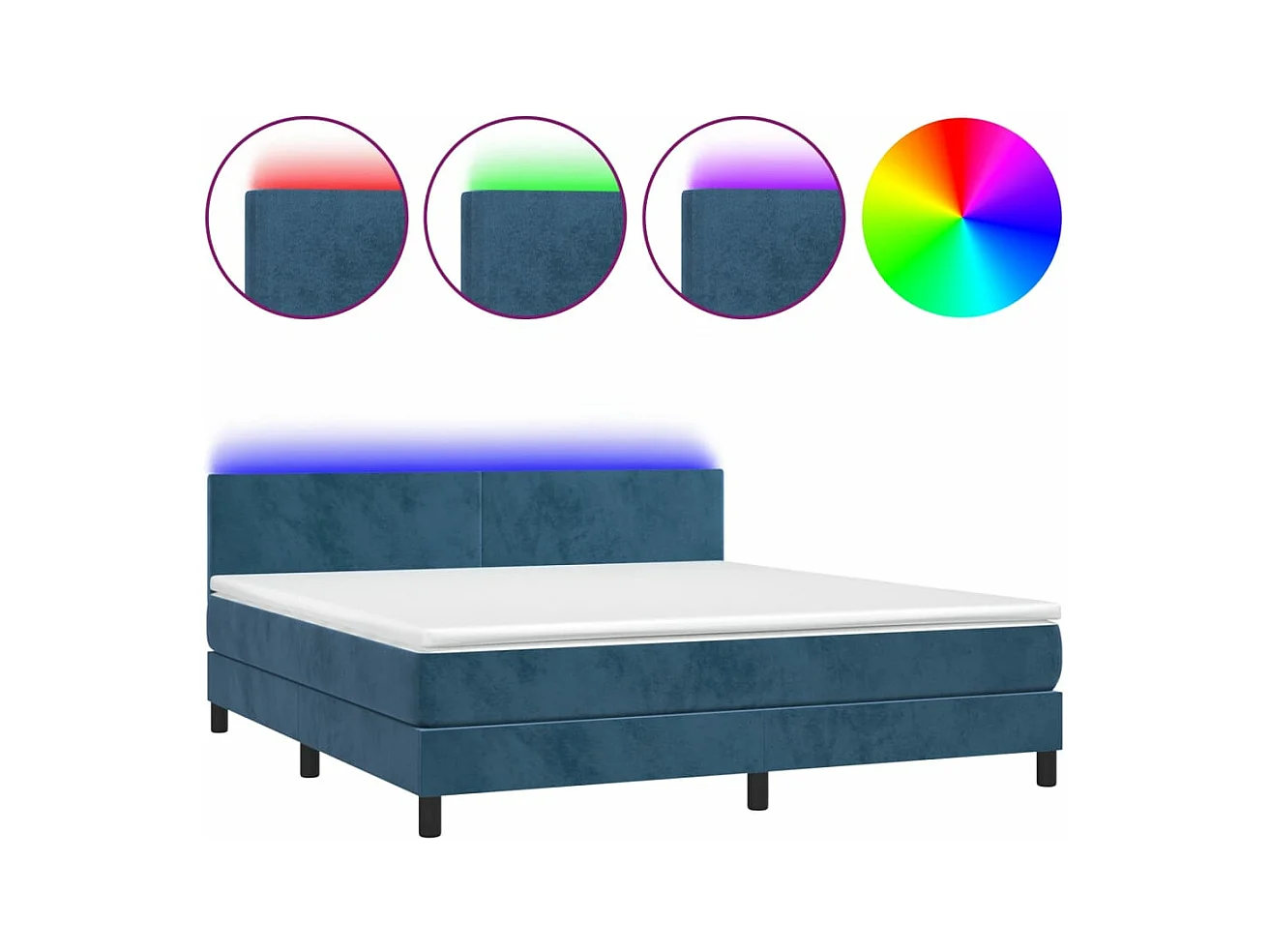 Sommier à lattes de lit avec matelas LED Bleu foncé 160x200