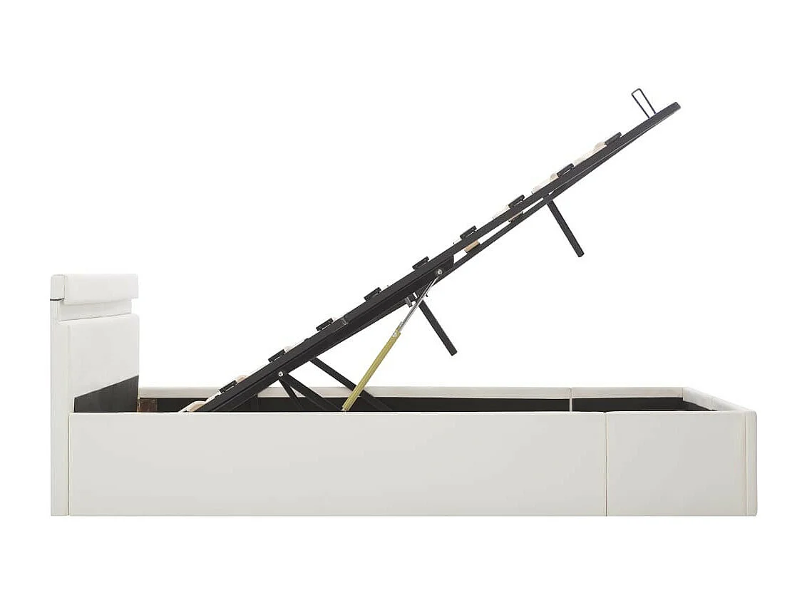 Bedframe met opslag hydraulisch LED kunstleer wit 160x200 cm