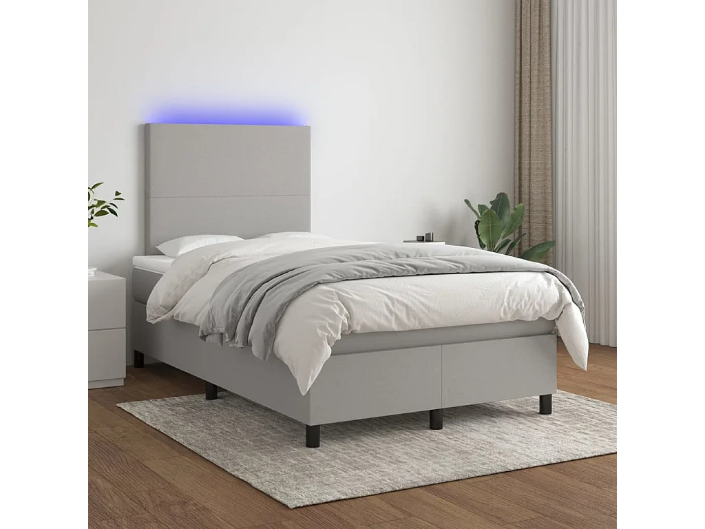 Sommier à lattes de lit matelas LED gris clair 120x190 tissu