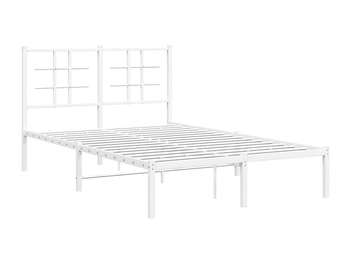 Cadre de lit métal avec tête de lit blanc 120x200