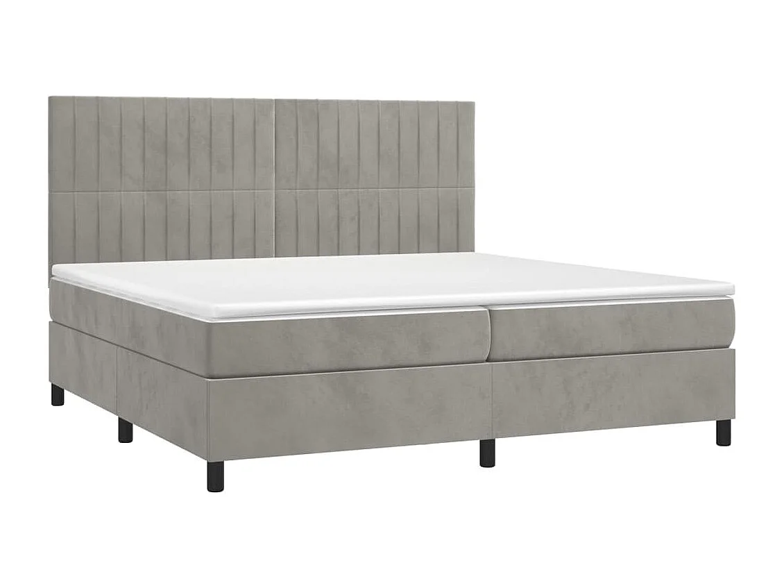 Sommier à lattes de lit matelas et LED Gris clair 200x200