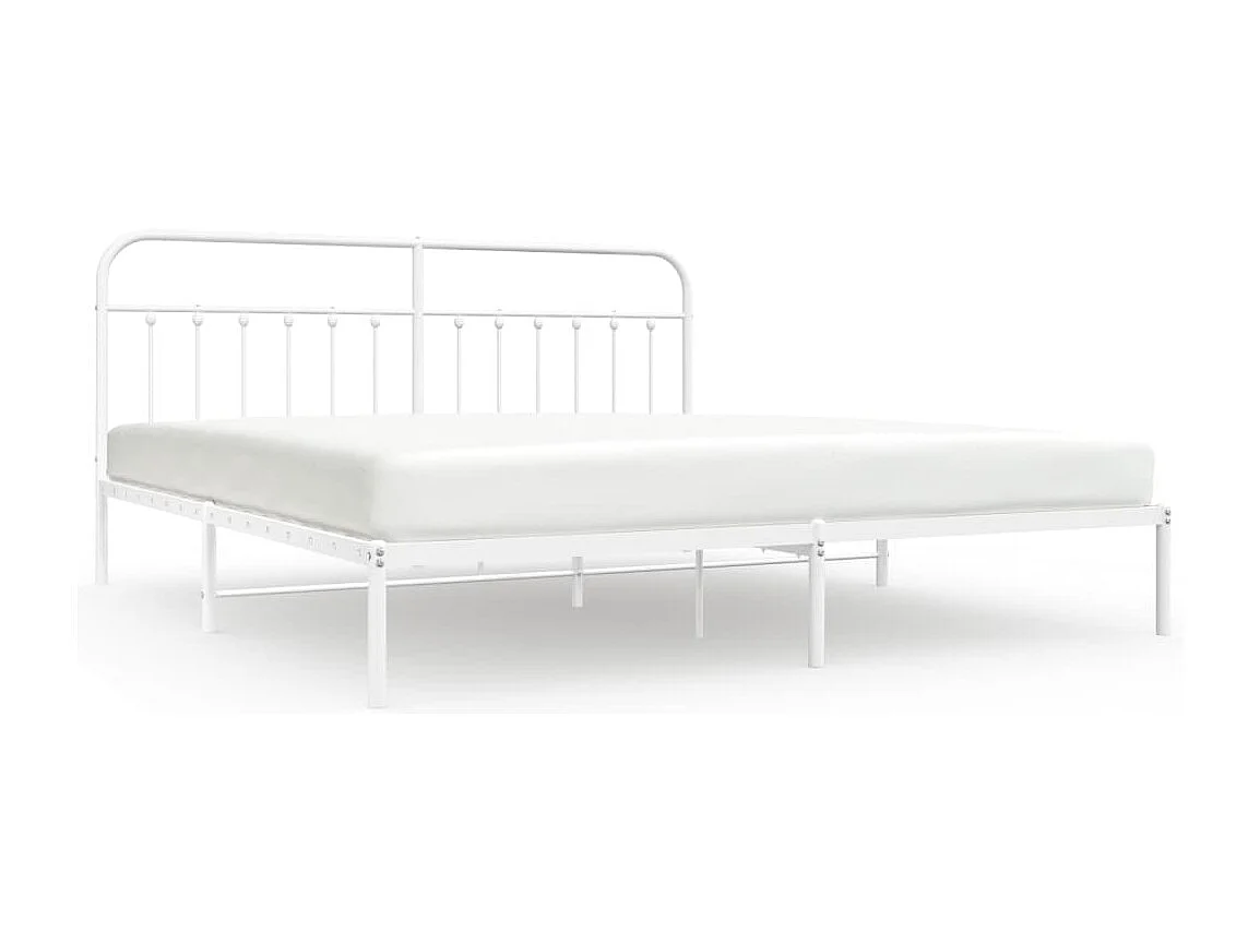 Cadre de lit métal avec tête de lit blanc 200x200