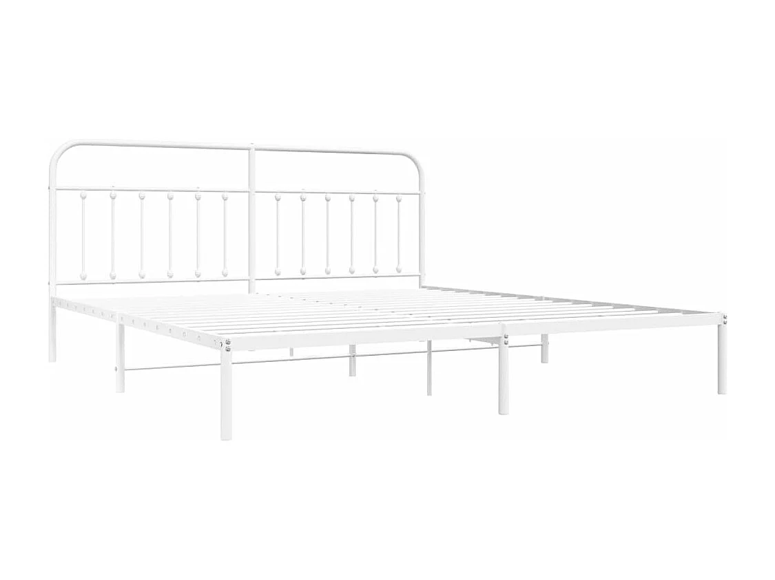 Cadre de lit métal avec tête de lit blanc 200x200