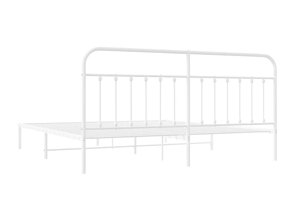 Cadre de lit métal avec tête de lit blanc 200x200