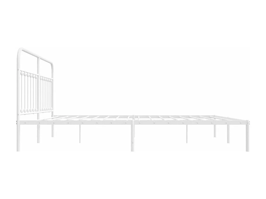 Cadre de lit métal avec tête de lit blanc 200x200