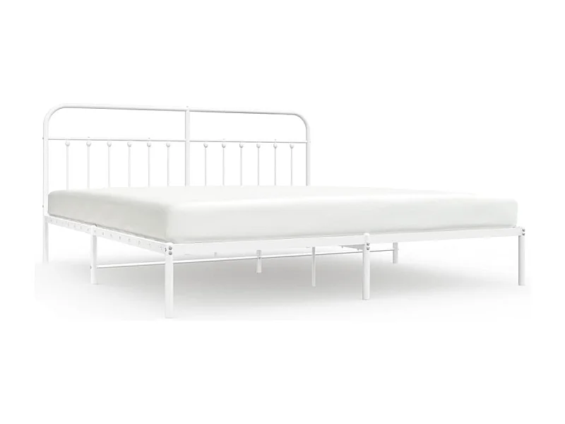 Cadre de lit métal avec tête de lit blanc 200x200