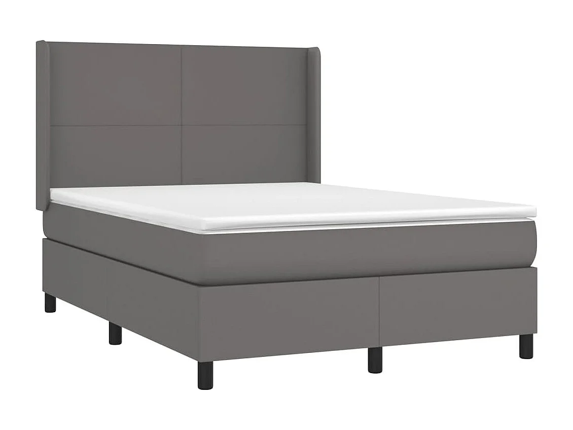 Sommier à lattes de lit matelas LED Gris 140x200 Similicuir