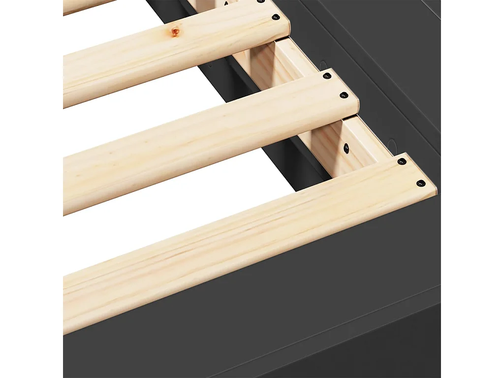 Cadre de lit noir 75x190 bois d'ingénierie