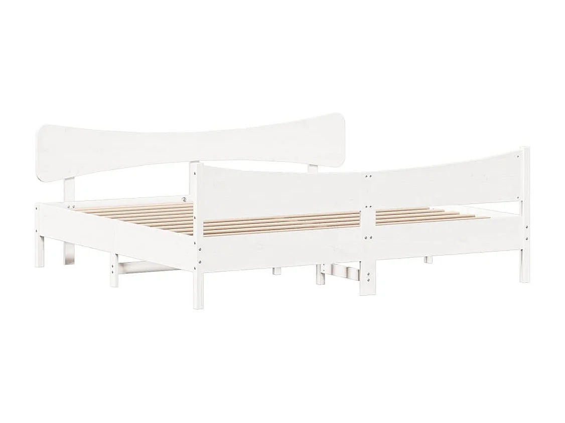 Cadre de lit et tête de lit blanc 200x200 bois de pin massif