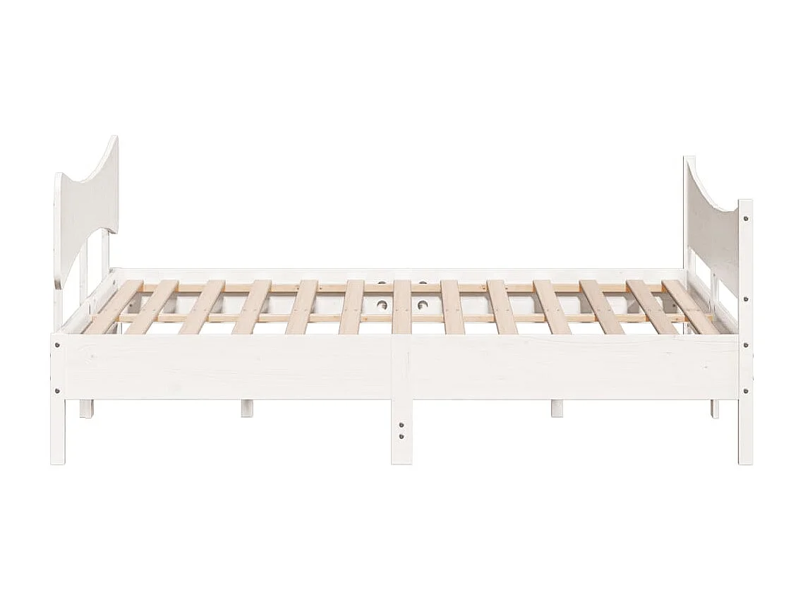 Cadre de lit et tête de lit blanc 200x200 bois de pin massif