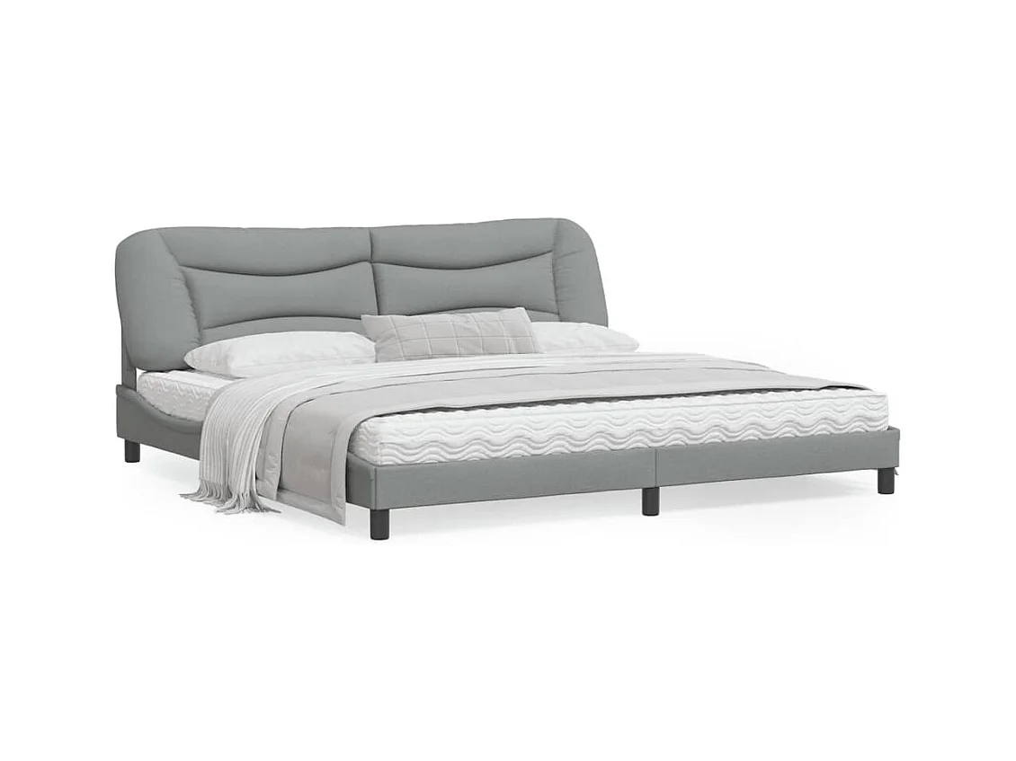 Cadre de lit avec lumières LED gris clair 200x200 tissu