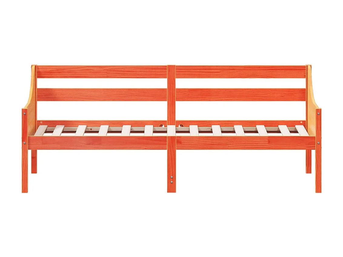 Lit de jour marron 90x190 bois de pin massif