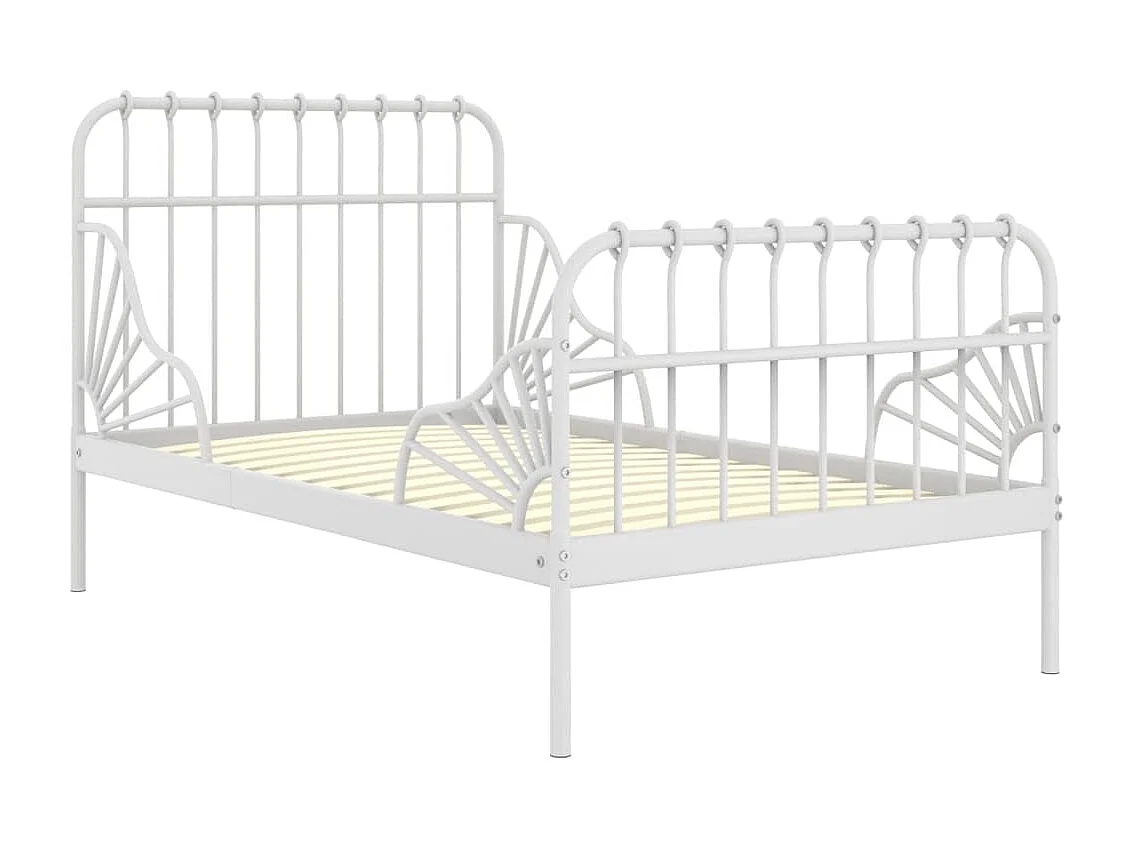 Bedframe verlengbaar metaal wit 80x130/200 cm