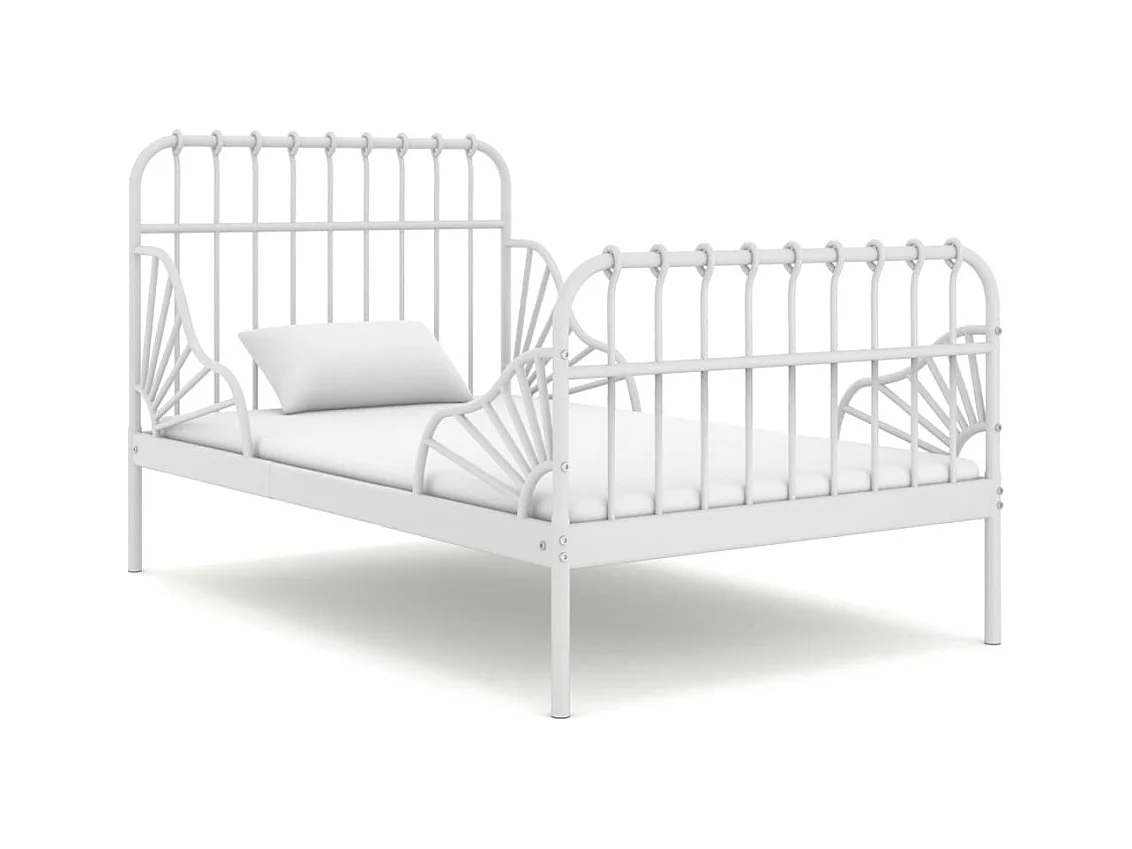 Lit extensible Blanc Métal 80x130-200