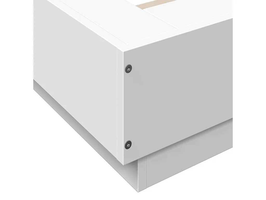 Cadre de lit avec lumières LED blanc 140x200 bois ingénierie