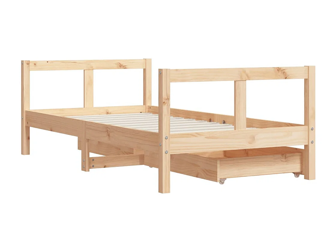 Cadre de lit pour enfant et tiroirs 80x160 bois de pin massif