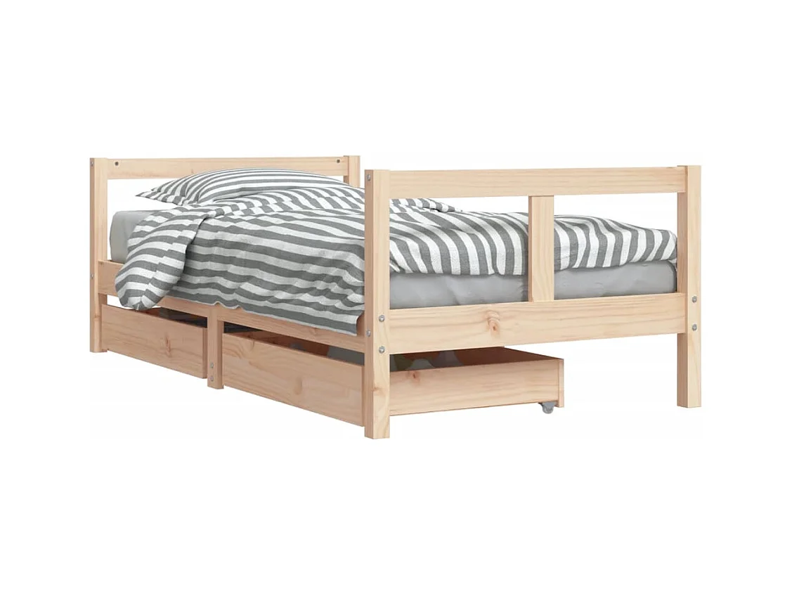 Cadre de lit pour enfant et tiroirs 80x160 bois de pin massif