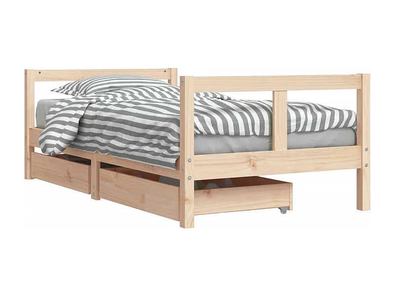Cadre de lit pour enfant et tiroirs 80x160 bois de pin massif