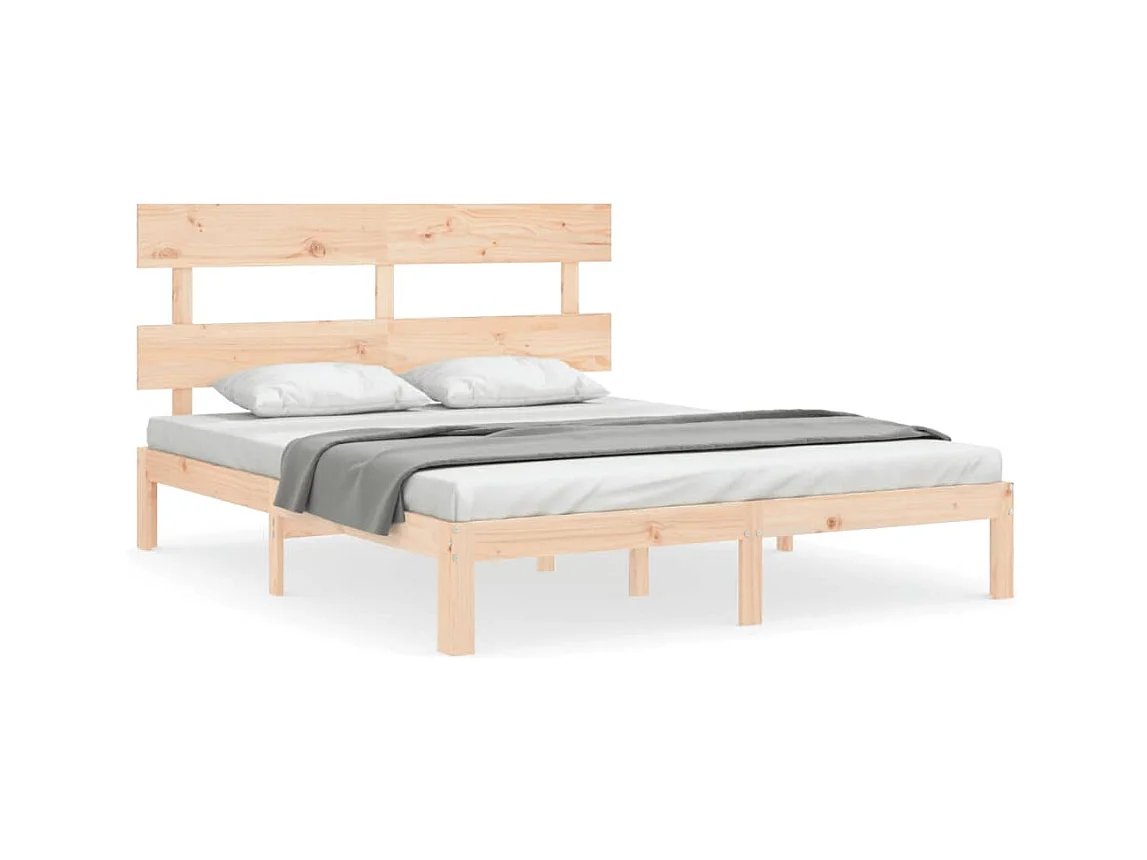 Cadre de lit avec tête de lit 160x200 bois massif
