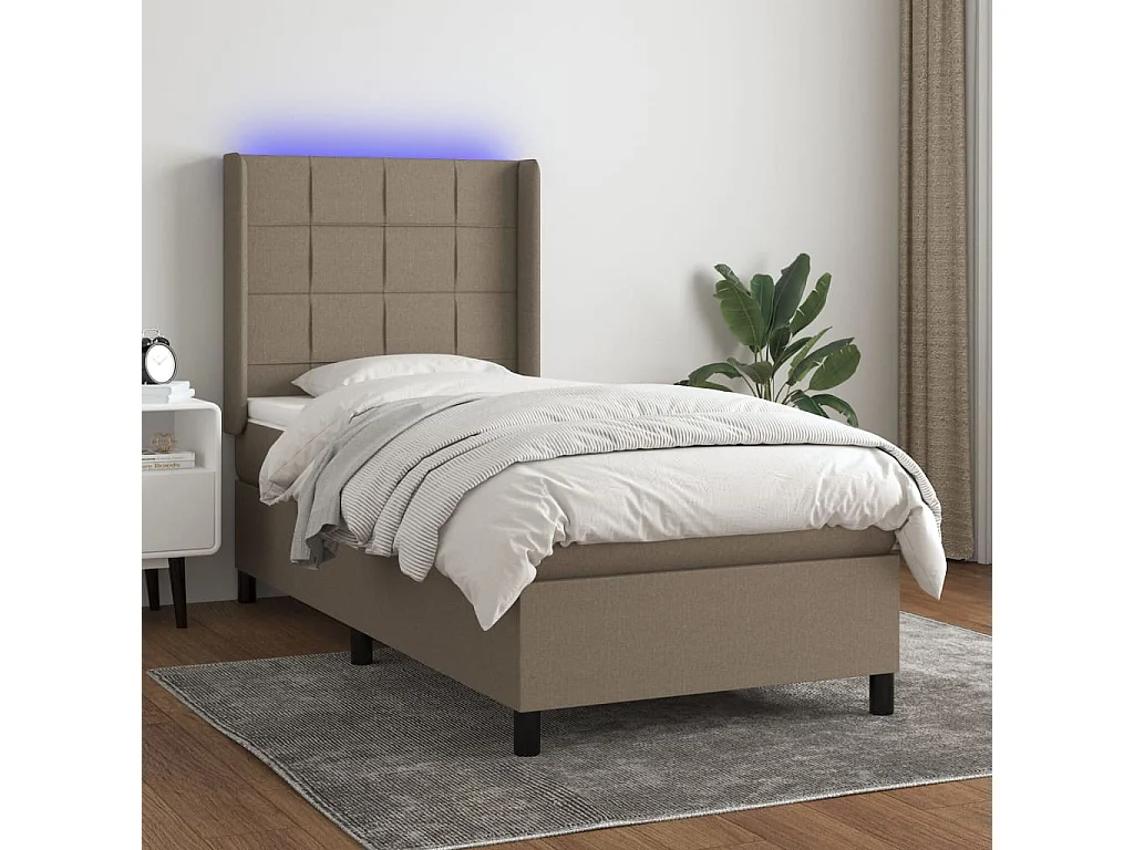 Sommier à lattes de lit matelas LED Taupe 80x200 Tissu