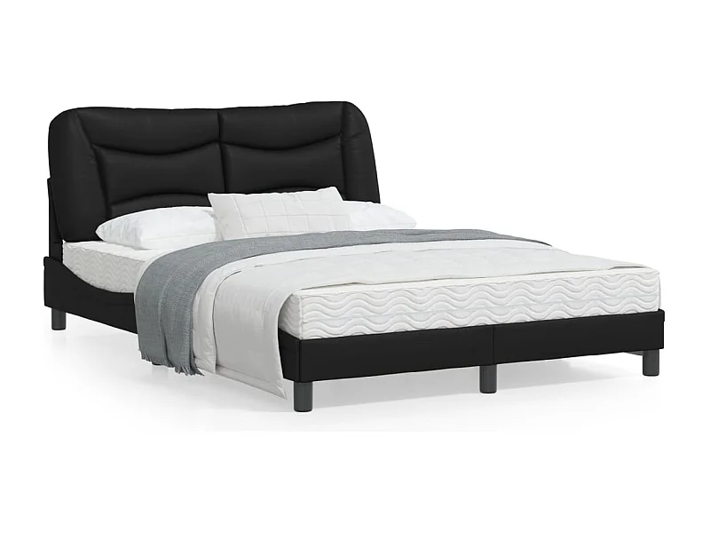 Cadre de lit avec tête de lit Noir 120x200 Similicuir