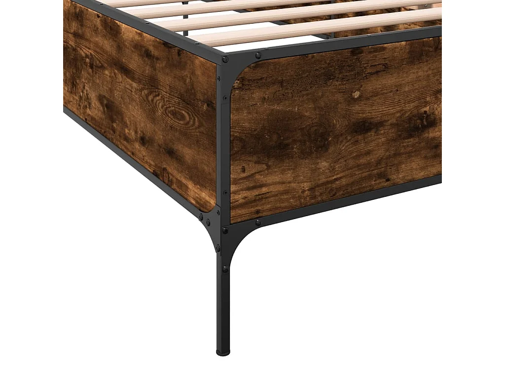 Cadre de lit chêne fumé 75x190 bois d'ingénierie et métal