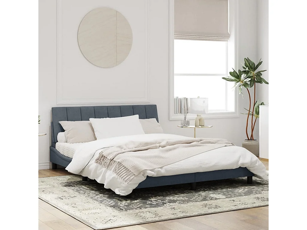 Cadre de lit avec lumières LED gris foncé 160x200 velours