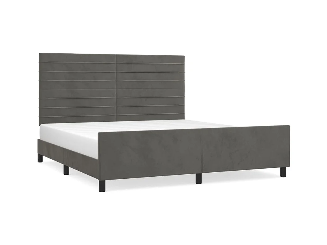 Bedframe met hoofdeinde fluweel donkergrijs 180x200 cm