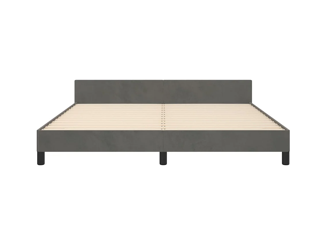 Cadre de lit avec tête de lit Gris foncé 180x200 Velours