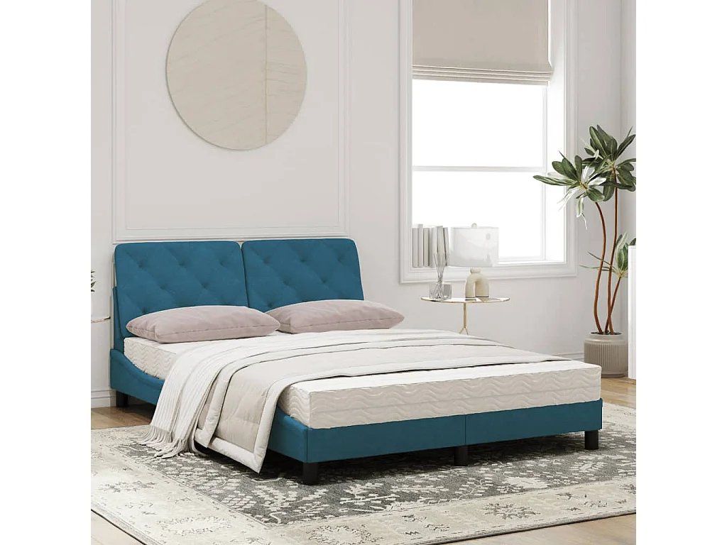 Bed met matras fluweel blauw 140x200 cm