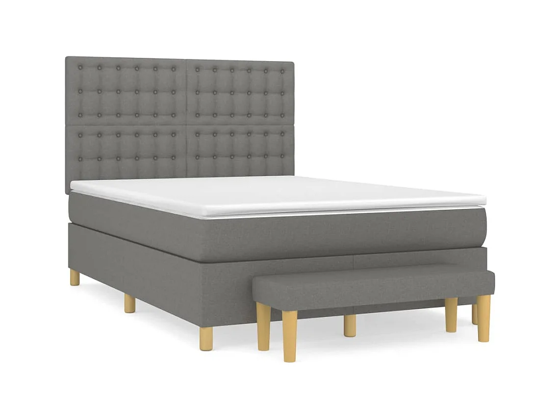 Lit à sommier tapissier avec matelas Gris foncé 140x200 Tissu