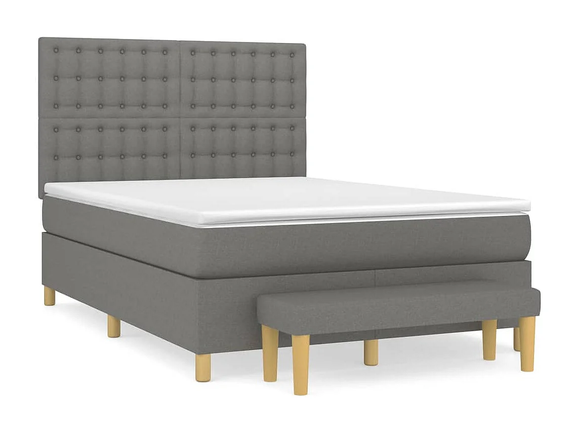 Lit à sommier tapissier avec matelas Gris foncé 140x200 Tissu