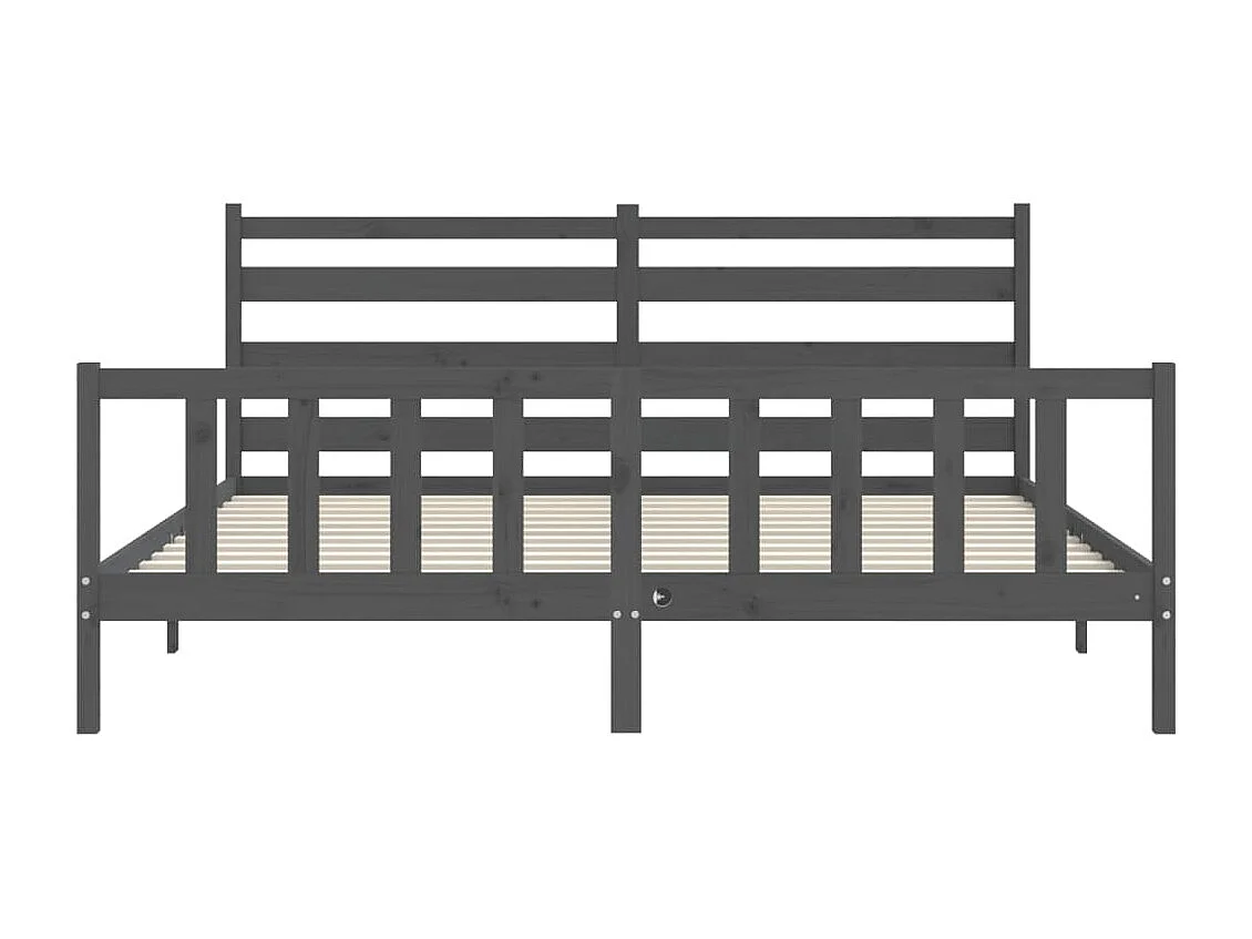 Cadre de lit avec tête de lit gris 200x200 bois massif