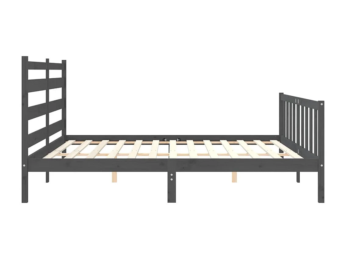 Cadre de lit avec tête de lit gris 200x200 bois massif