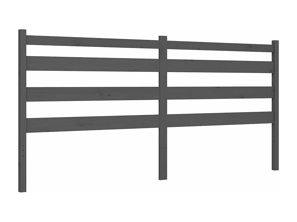 Cadre de lit avec tête de lit gris 200x200 bois massif