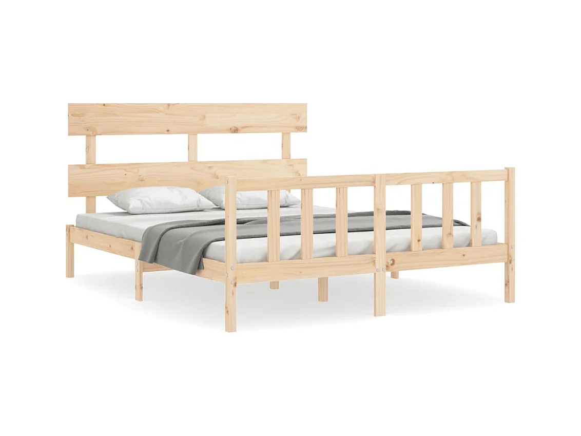 Bedframe met hoofdbord massief hout 160x200 cm