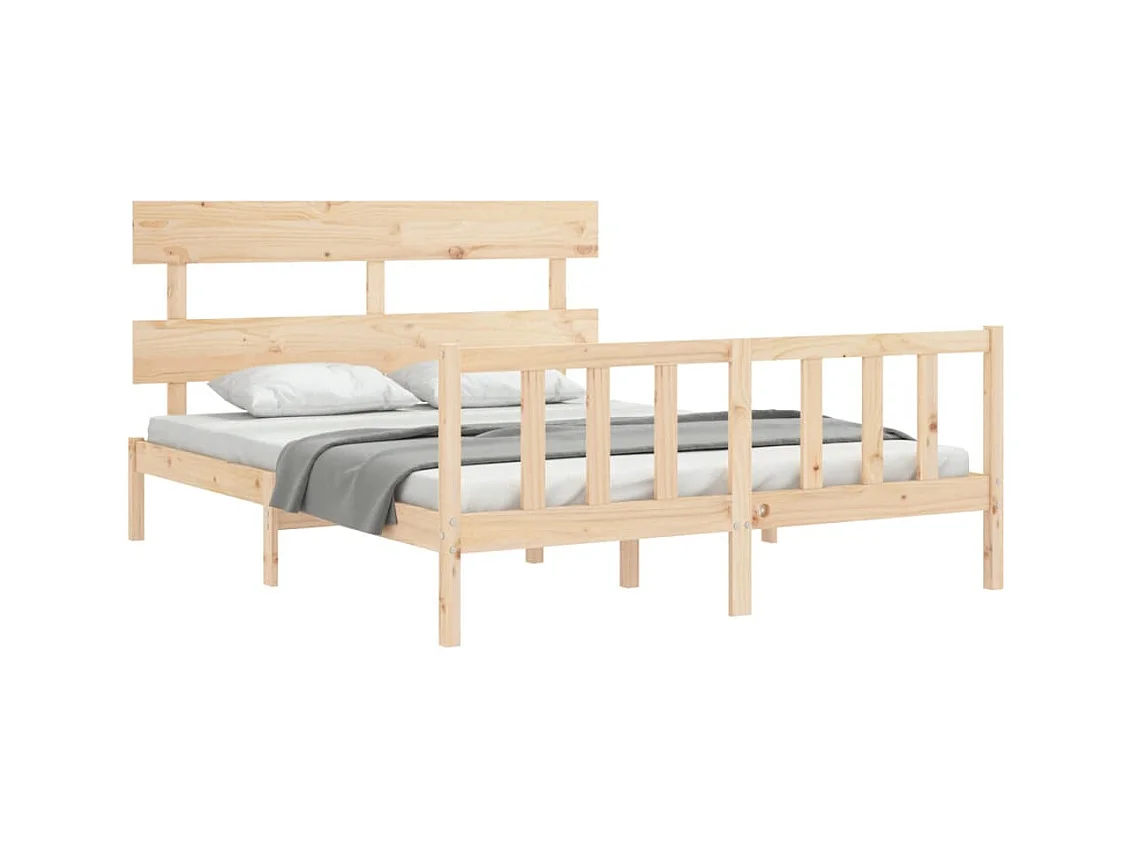 Bedframe met hoofdbord massief hout 160x200 cm